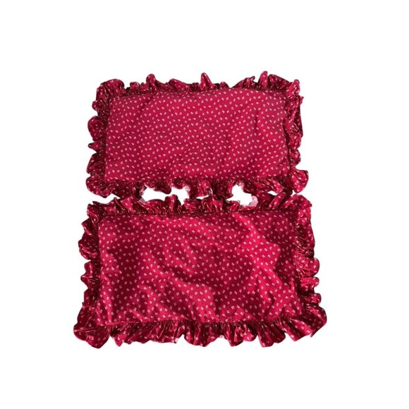 Ralph Lauren Other - Vtg Ralph Lauren Kings Shams Red Ditsy Floral Cotton Ruffle Sham Cottagecore